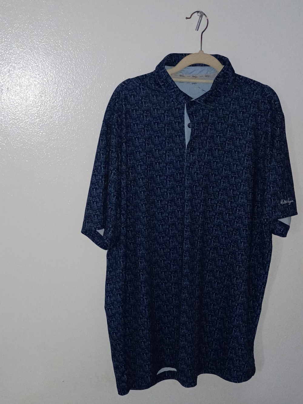 Walter Hagen Navy Patterned Short-Sleeve Polo